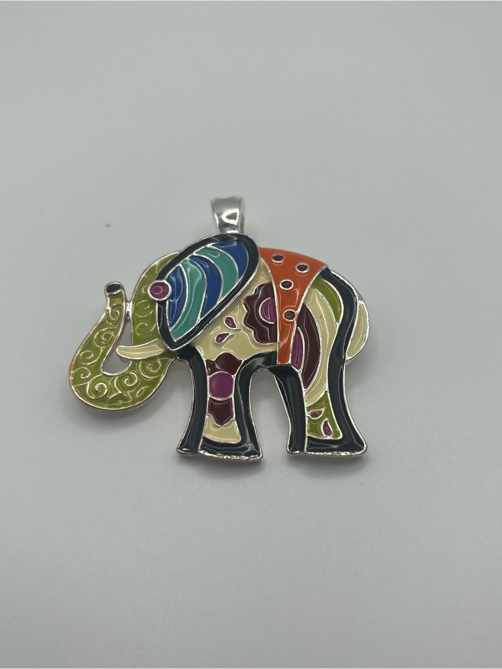 Colorful Enamel Elephant Pendant Enhancer Multicolor